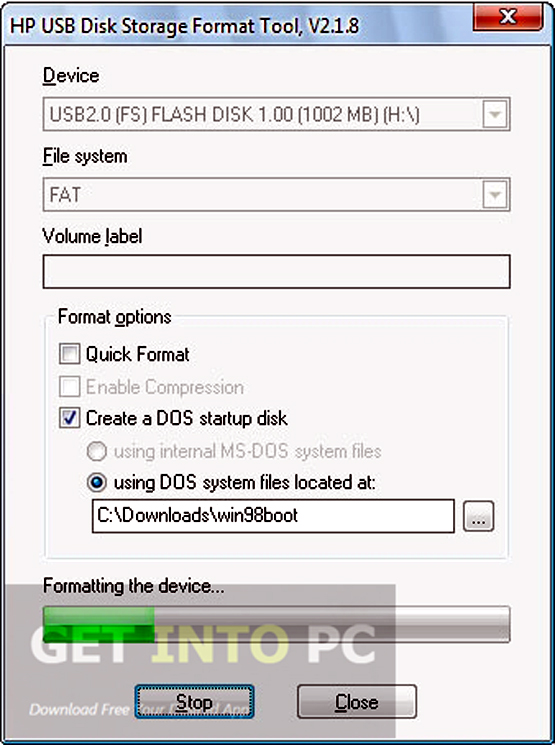 HP USB Disk Storage Format Tool 2.1.8.exe Free Download