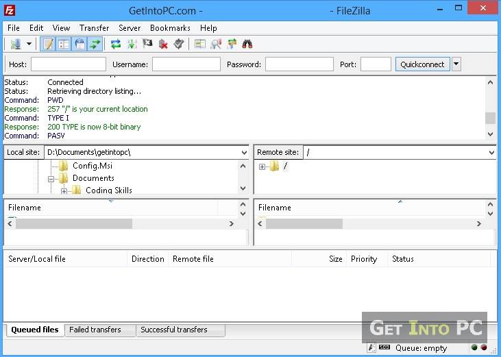 filezilla use connected ftp