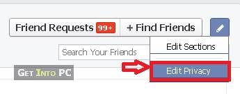 hide friends list on facebook step 3 click on privacy section