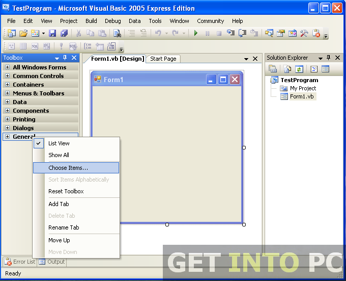 Free download Visual Basic 2005 Express Edition