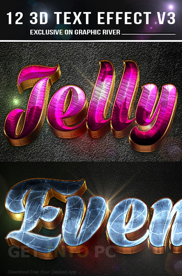 Graphicriver 12 3D Text Effects v4 Free Download