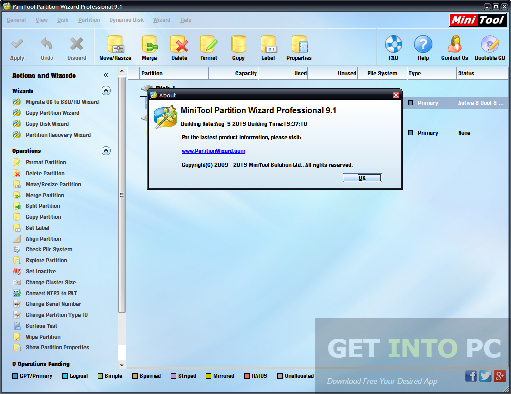 MiniTool Partition Wizard Technician 9.1 Bootable ISO Offline Installer Download