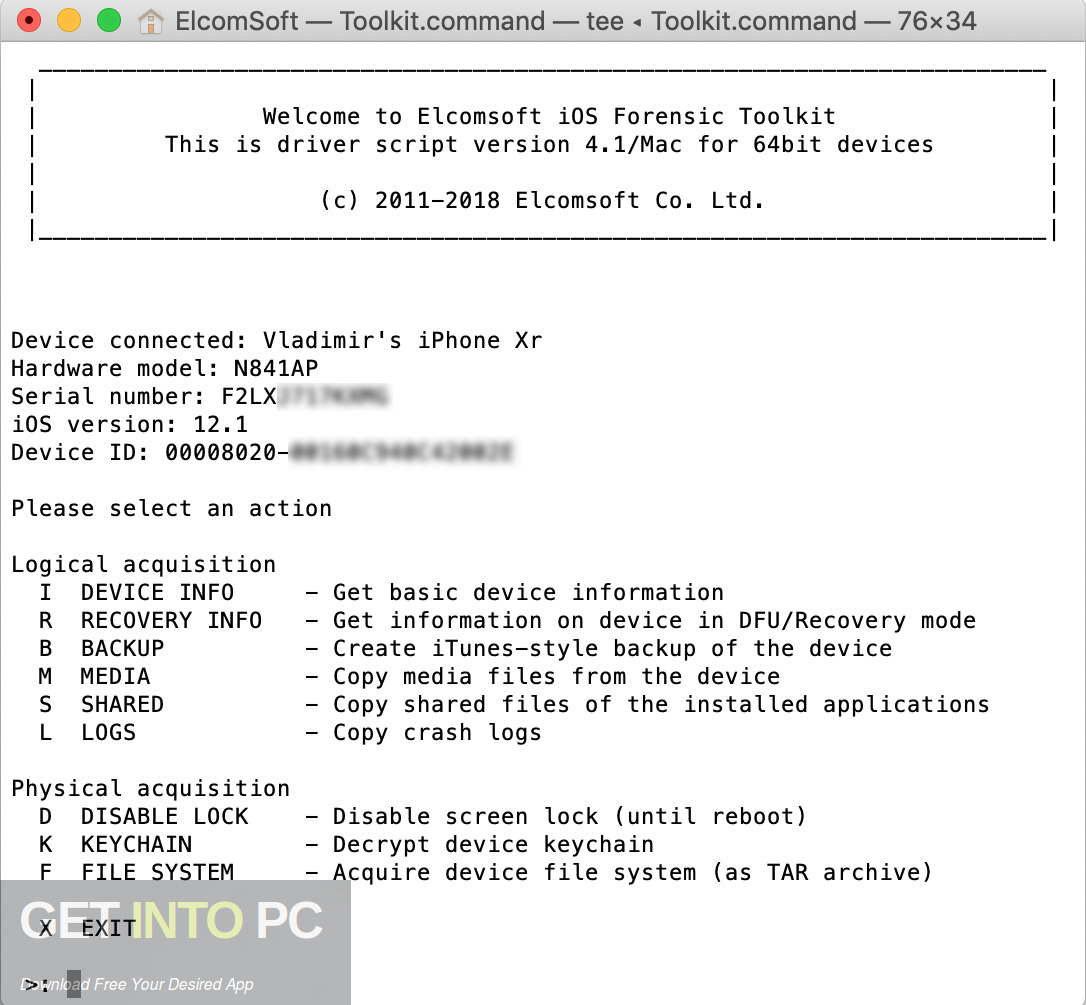 ElcomSoft iOS Forensic Toolkit Latest Version Download-GetintoPC.com