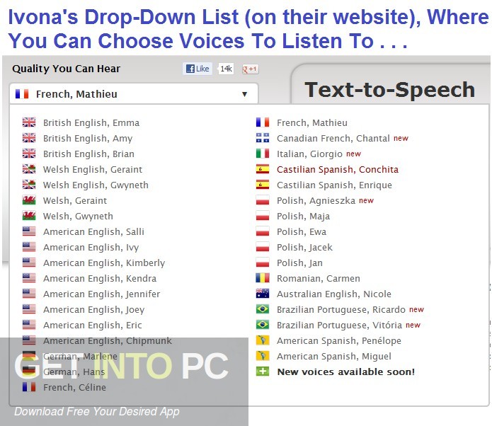 IVONA Text to Speech All voices Offline Installer Download-GetintoPC.com