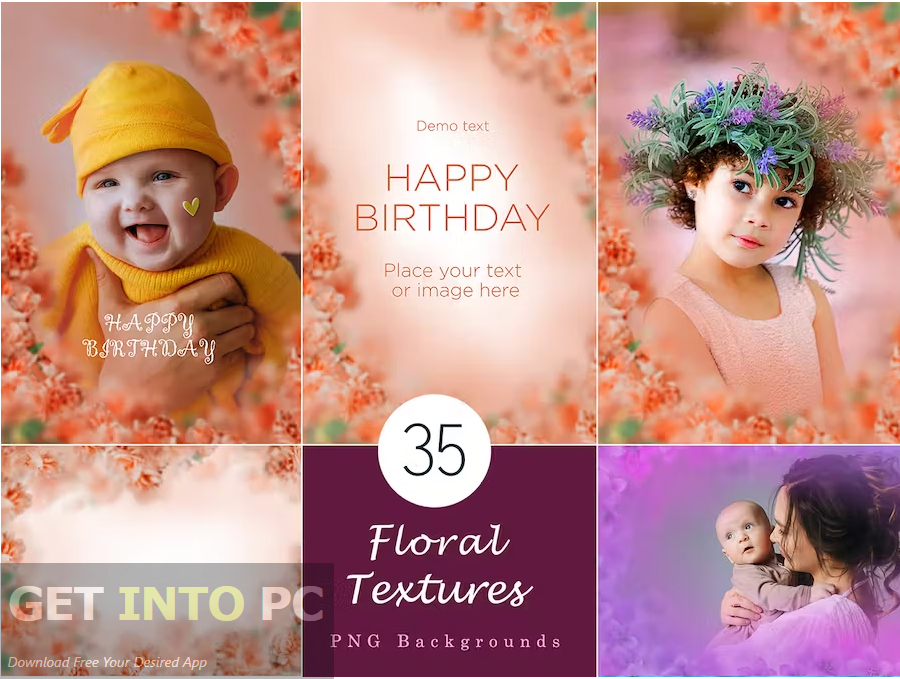 Envato Elements - 35 Floral Texture Background Overlays [PNG] Direct Link Download