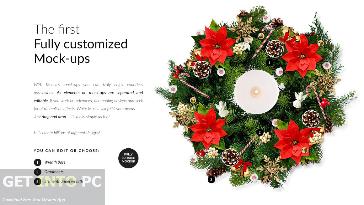 CreativeMarket - 3x Christmass Wreath Creator Mock-up Direct Link Download