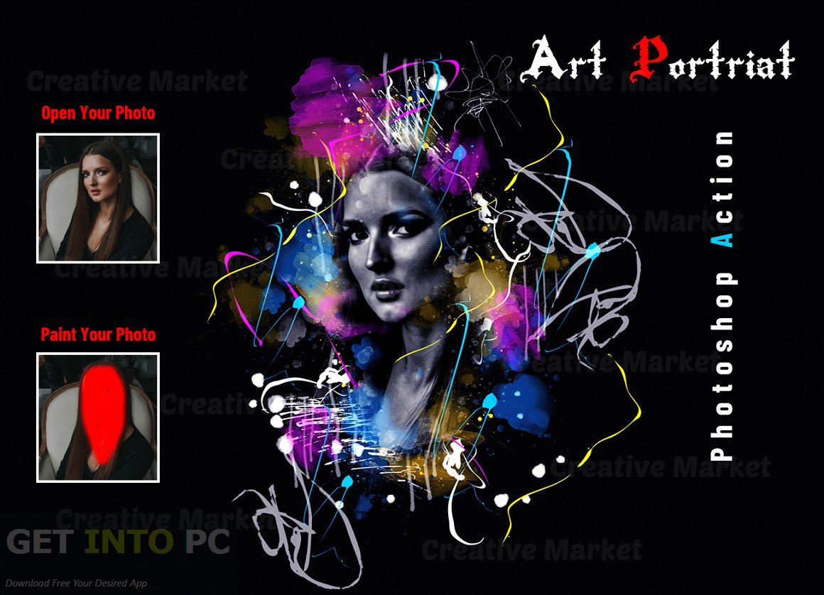 CreativeMarket - Art Portrait Photoshop Action Free Download