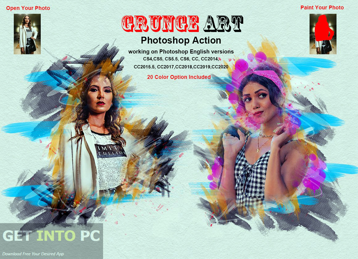 CreativeMarket - Grunge Art Photoshop Action ٖٖFree Download