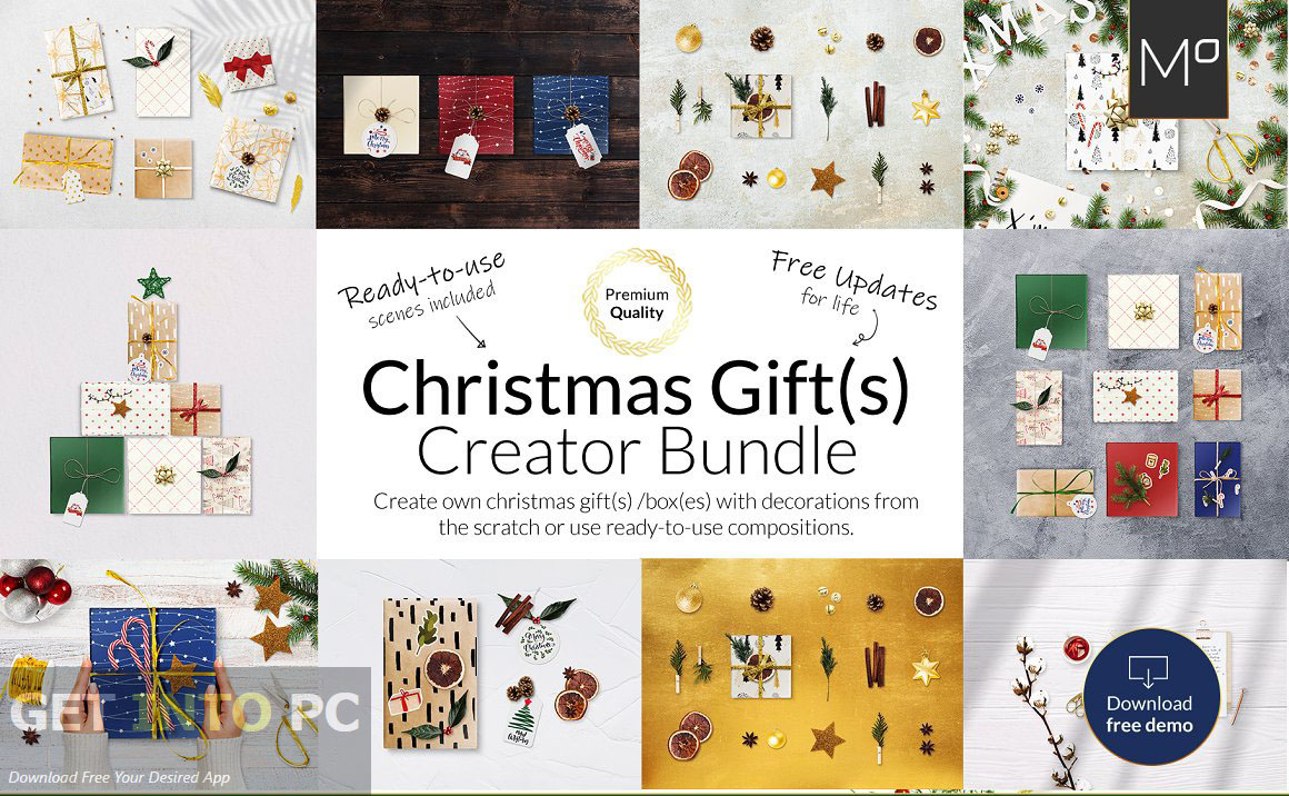 CreativeMarket - X-mas Gift Creator Bundle Mock-ups Free Download