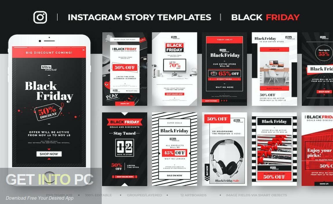 Download Envato Elements – Black Friday Instagram Story Feed Templates Free Download