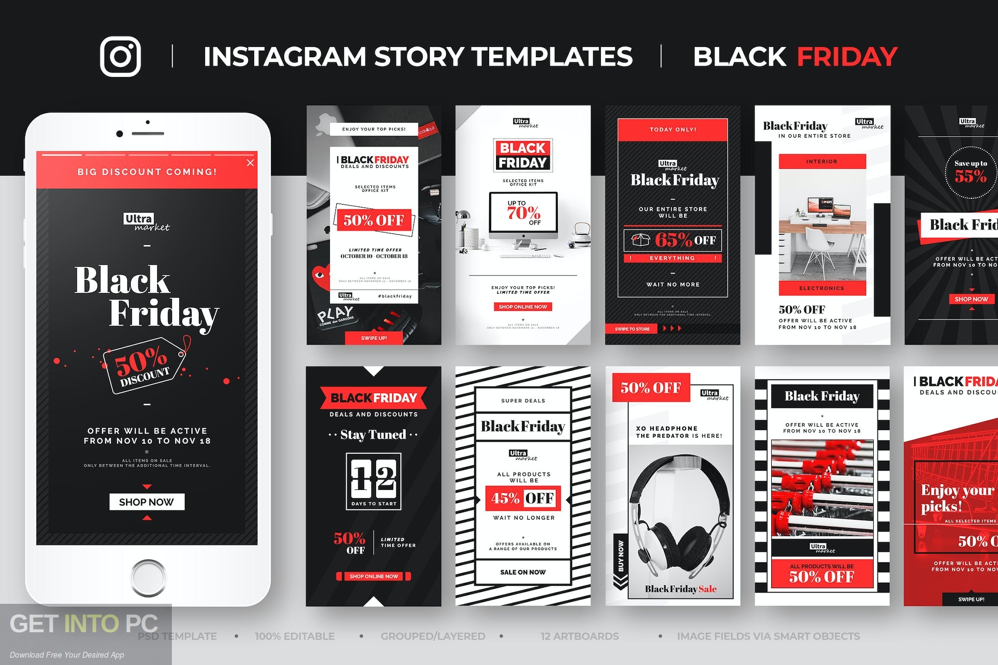 Download Envato Elements – Black Friday Instagram Story Feed Templates vol.2 Free Download