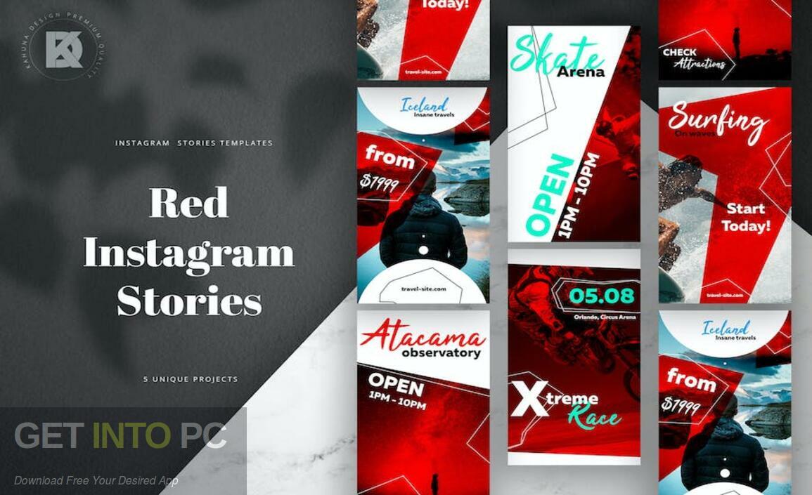Download Envato Elements – Instagram Stories Red Pack [PSD] Free Download