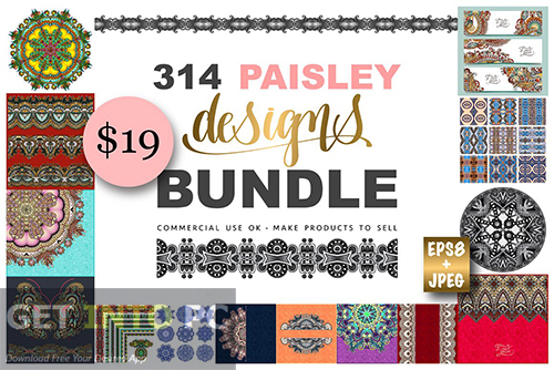 CreativeMarket - 314 Paisley Pattern Collection Free Download